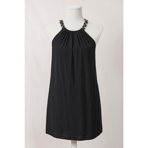 Michael Kors S Black Halter Viscose Dress Evening Chic Minimalist Y2K Revival - Picture 1 of 11
